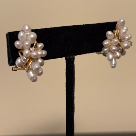 Fresh Water Pearl Cluster Earrings - Picture 3 of 13